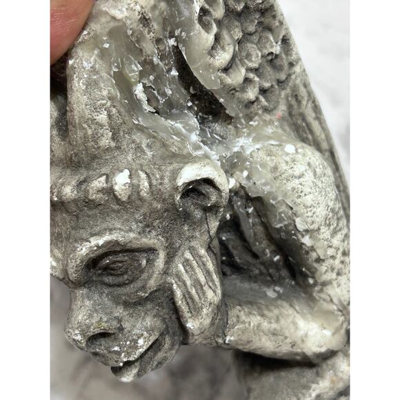 VTG Gargoyles Studio Chalkware Candle Holders New York Pair Gray Gothic Medieval - Picture 10 of 11